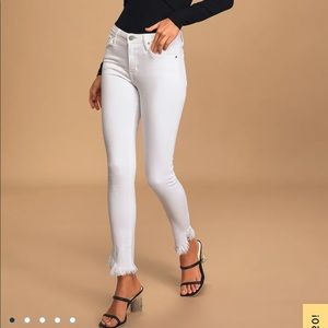 Just Black Teigan White High Rise Raw Hem Skinny Jeans size 29